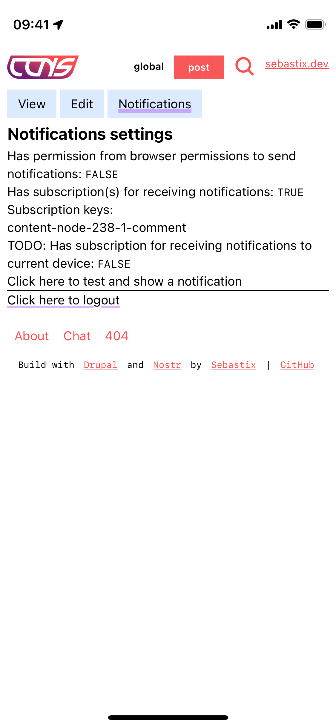 View my notifications settings and active subscriptions.